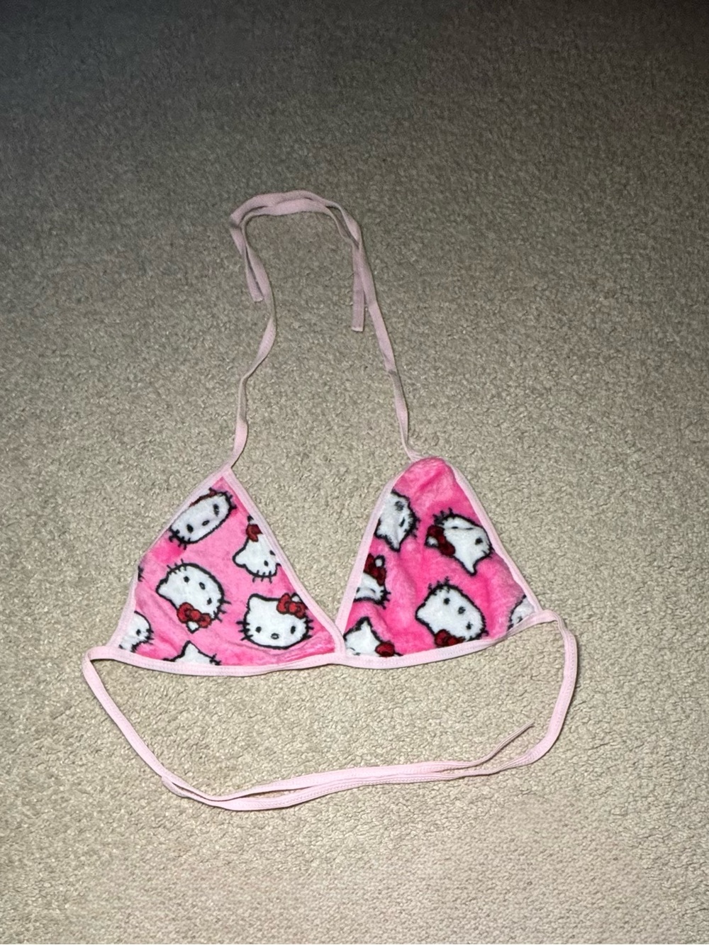 Pink Hello Kitty Print Triangle Bikini Bra Sleepwear PJ Super Soft Top